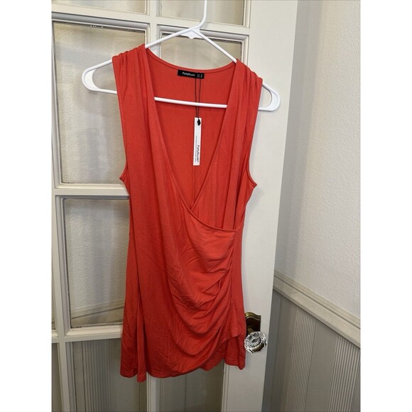 NWT Pink Wrap Front V Neck Sleeveless Blouse Top Women's M - Picture 1 of 11